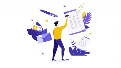 Business brand vector concept, Building brand marketing strategy. company researching, brand reputation 2d animation 4k clip