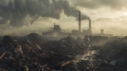 Fototapeta premium The waste heap against the backdrop of industrial _004