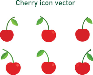 Red  cherries icon set vector illustration 