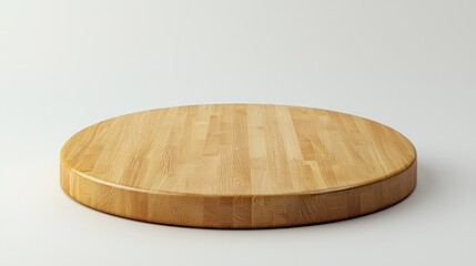 Round light wood surface on plain background for product display