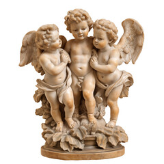 cherubs marble statue isolated on transparent background 