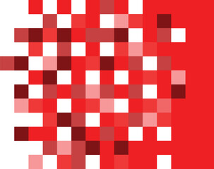Red and black mosaic pixel background. Gradient abstract tile background. Rectangular check pattern.