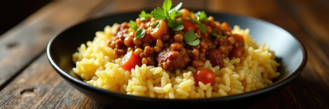 Arroz com feij?o preto e carne de porco assada (detalhes), azeite, comida, feij?o