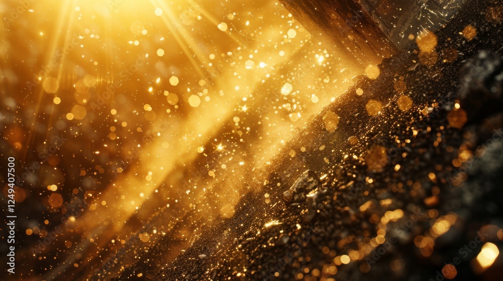 Aufkleber Sunlight cascades through the branches, creating a warm, golden glow that highlights dust particles drifting through the air, capturing a serene moment in the forest.