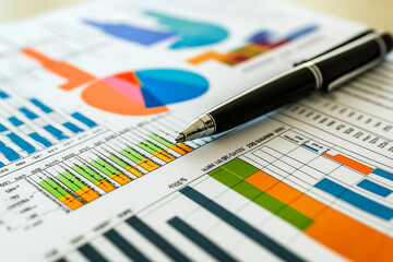 Market graph and charts, abstract background with lines, Ai generated image