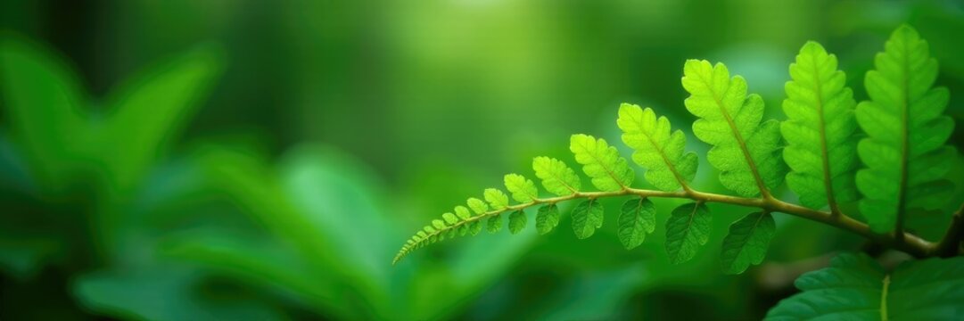 Delicate ferns unfurl from antidesma bunius leaves, greenery, vegetation, leaf