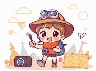 Wanderlust Adventure: Travel Icons and Map Symbols Vector