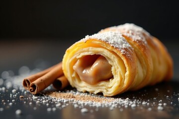 Delicate pastry wrapped around a tender cinnamon filling, dessert, pastry