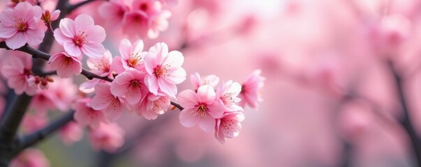 Naklejka premium Delicate petals of cherry blossom trees gently sway, pink, petals, soft