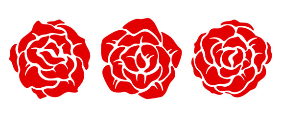 Isolated Red Rose illstratin vector set, Valentine Clip art for Decoration, Rose Tattoo, Romantic graphic elements on white background, Editable stock