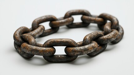 Obraz premium Rusty Chain Circle on White Background