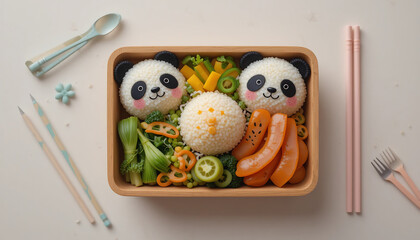 Colorful Character Bento (Kyaraben) with Cute Animal Designs