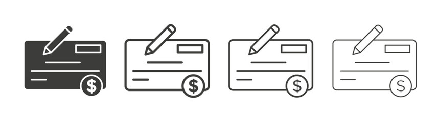 Money check icons set vectors graphic designs