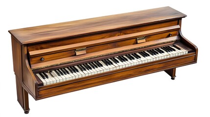 Fototapeta premium A classic piano keyboard, clean white background, transparent isolate