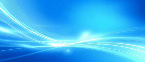 Vibrant Blue Background with Elegant Light Waves and Smooth Gradient