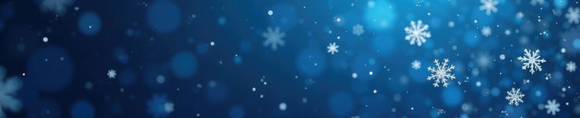 Snowflakes falling gently on a dark blue background, snow, frosty, christmas