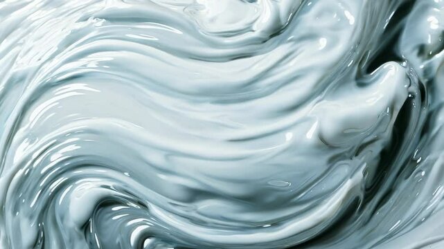 Smooth and hypnotic grey liquid flowing in continuous abstract motion
