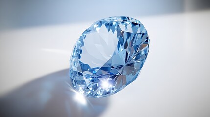 A sparkling blue gemstone, clean white background, transparent isolate