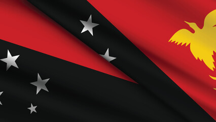 National Background of PAPUA NEW GUINEA Featuring Two Wavy Flags