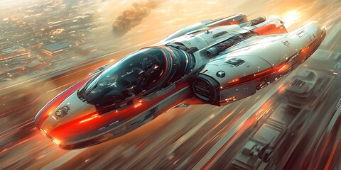 Obraz premium Stylish vector of a futuristic car with sleek lines and creative features, evoking a modern, inspiring feel. Ideal for ads, design concepts, or media on future automotive technology.