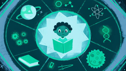 student studying concept illustration design