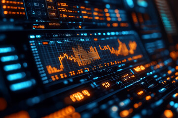 Obraz premium An image featuring a gradient background with glowing holographic elements, generated with AI