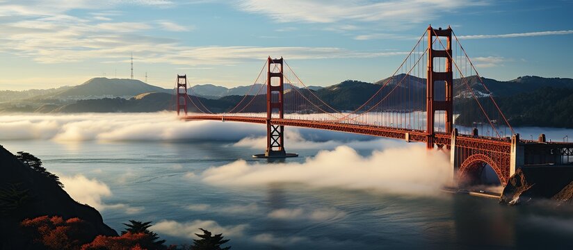 Majestic Golden Gate Bridge Surrounded by Misty San Francisco Bay