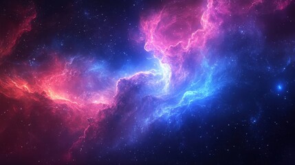 Cosmic Nebula Red and Blue Gas Clouds Collide in Space