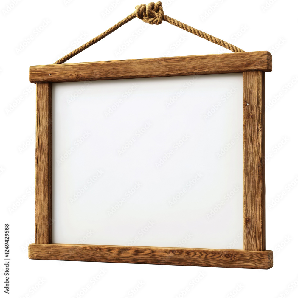 Poster rustic wooden frame with rope hanger offers versatile display space