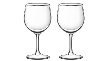 Fototapeta premium A pair of elegant wine glasses, isolated with no background