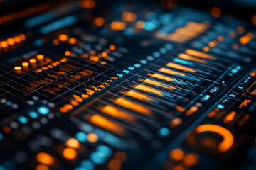 Obraz premium Holographic glowing financial data charts generated with AI