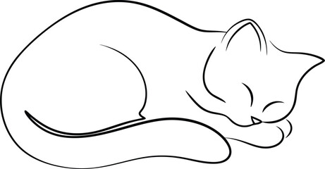  one line art vector illustration of a cat