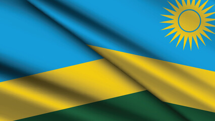 National Background of RWANDA Featuring Two Wavy Flags