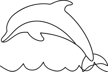  one line art vector illustration of a dolphin