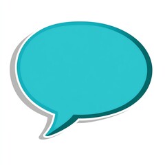 A vibrant, turquoise speech bubble with a white outline, symbolizing communication and conversation.