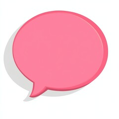 A pink speech bubble graphic with a shadow, symbolizing dialogue or communication.