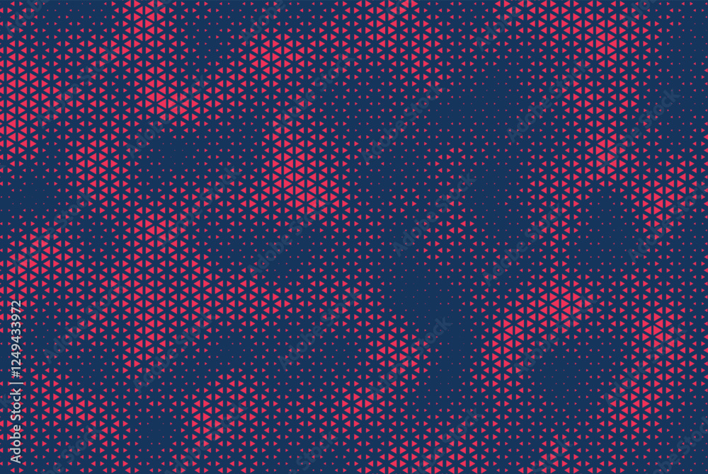 Aufkleber Abstract Blue and Red Halftone Triangle Background. Duotone triangle dots pattern. Abstract geometric grunge background. Vector illustration.