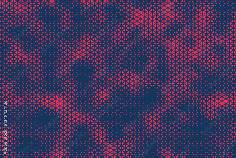 Aufkleber Abstract Blue and Red Halftone Triangle Background. Duotone triangle dots pattern. Abstract geometric grunge background. Vector illustration.