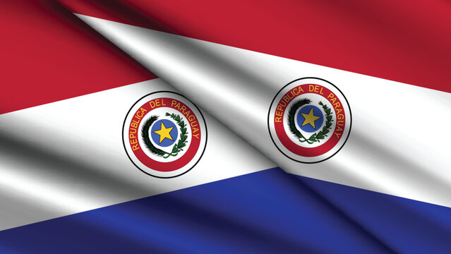 National Background of PARAGUAY Featuring Two Wavy Flags