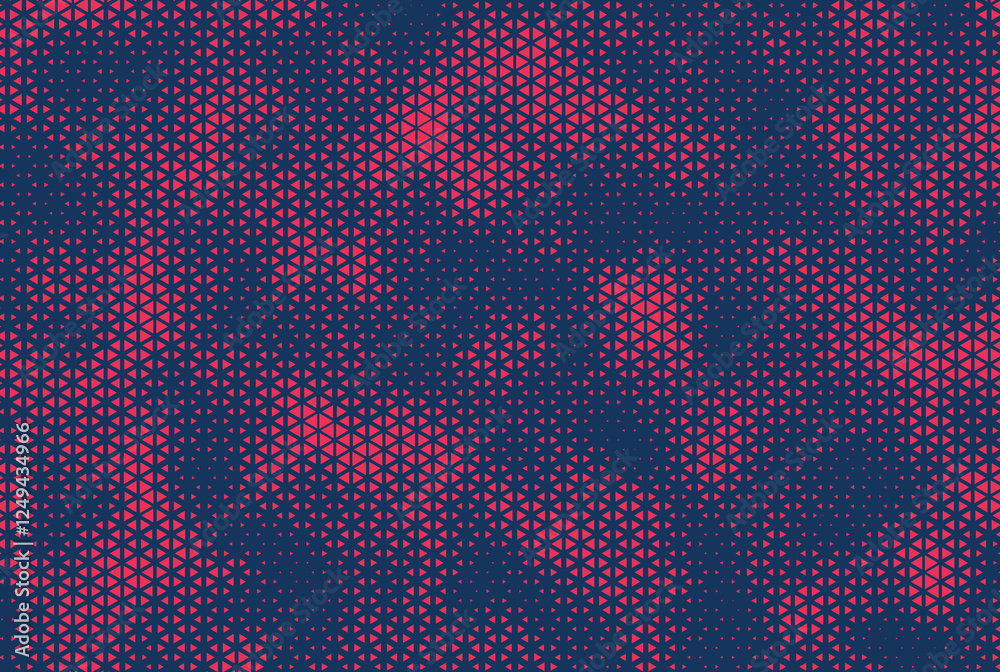 Aufkleber Abstract Blue and Red Halftone Triangle Background. Duotone triangle dots pattern. Abstract geometric grunge background. Vector illustration.