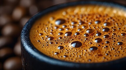 Espresso Crema Closeup Coffee Bubbles Texture