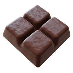 Chocolate bar isolated on white, transparent. Closeup