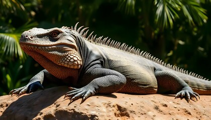 Fototapeta premium a large lizard sitting on top of a rock