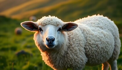Obraz premium a close up of a sheep in a field of grass