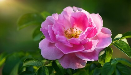 Obraz premium Pink Grootendorst hybrid rugosa rose blooming in summer garden