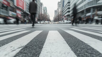 Obraz premium City street pedestrian crossing, blurred motion, urban commute