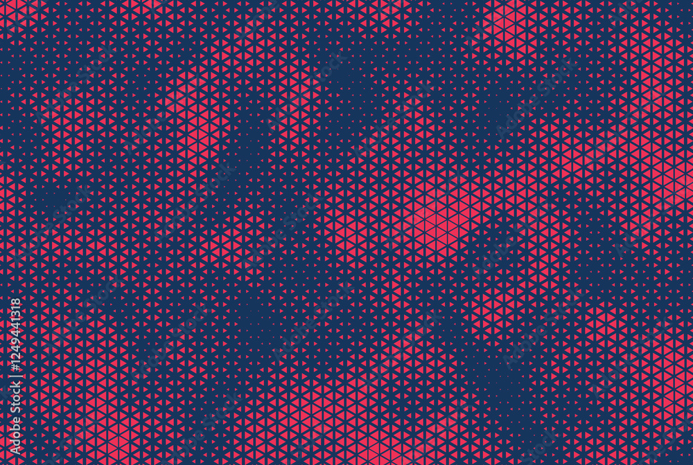 Poster Triangular Halftone Texture Retrowave Vector Geometric Technology Abstract Background. Half Tone Triangles Retro Colored Pattern. Minimal 80s Style Dynamic Tech Structure Wallpaper