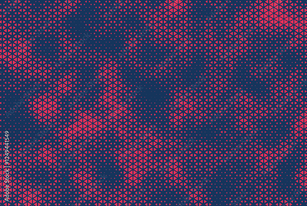 Aufkleber Triangular Halftone Texture Retrowave Vector Geometric Technology Abstract Background. Half Tone Triangles Retro Colored Pattern. Minimal 80s Style Dynamic Tech Structure Wallpaper