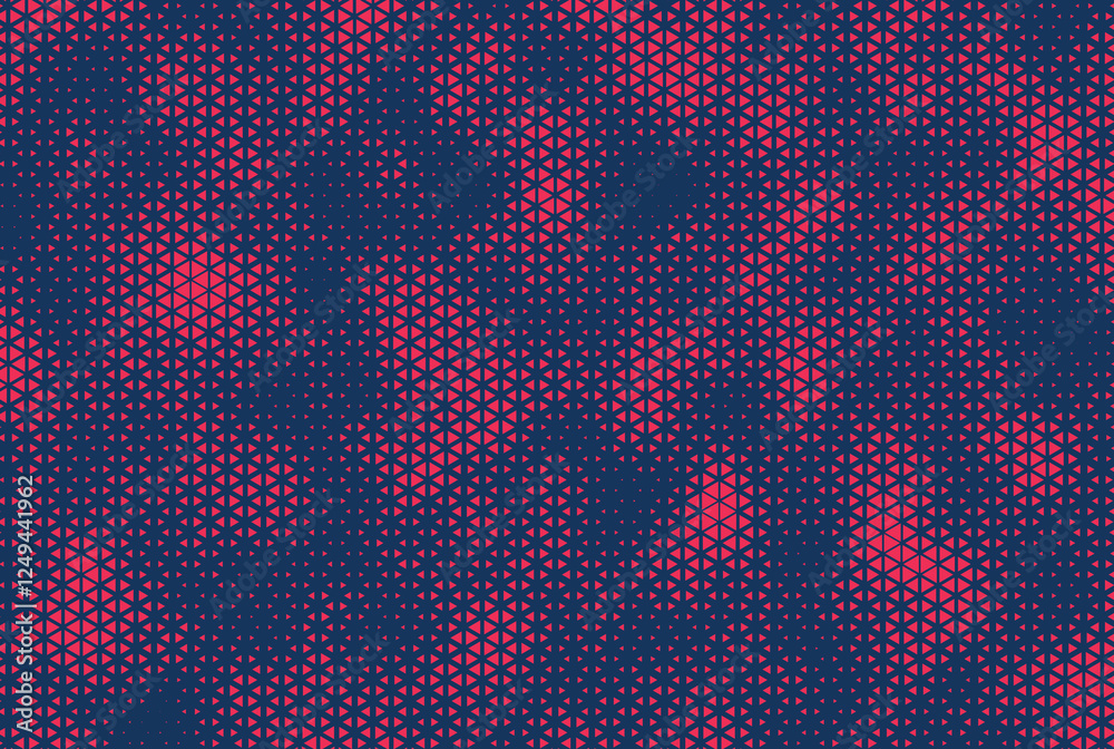 Poster Triangular Halftone Texture Retrowave Vector Geometric Technology Abstract Background. Half Tone Triangles Retro Colored Pattern. Minimal 80s Style Dynamic Tech Structure Wallpaper