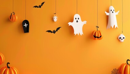 halloween ghost pattern. Cute smiling ghost repeat print background.